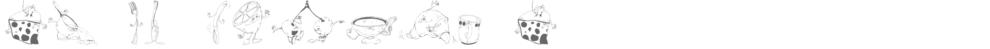 Sample characters DT No Mickey D Font